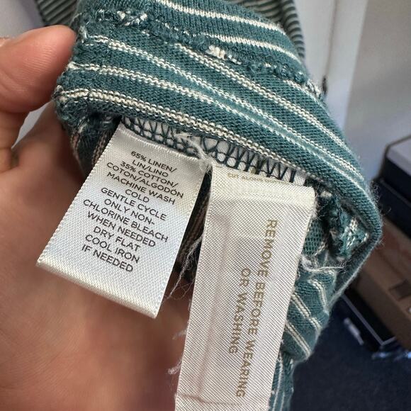 Lou & Gray green linen blend striped racerback dress size small - Picture 6 of 6